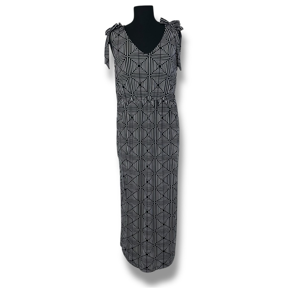 Stan Herman Sleeveless Black and White Maxi Dress L